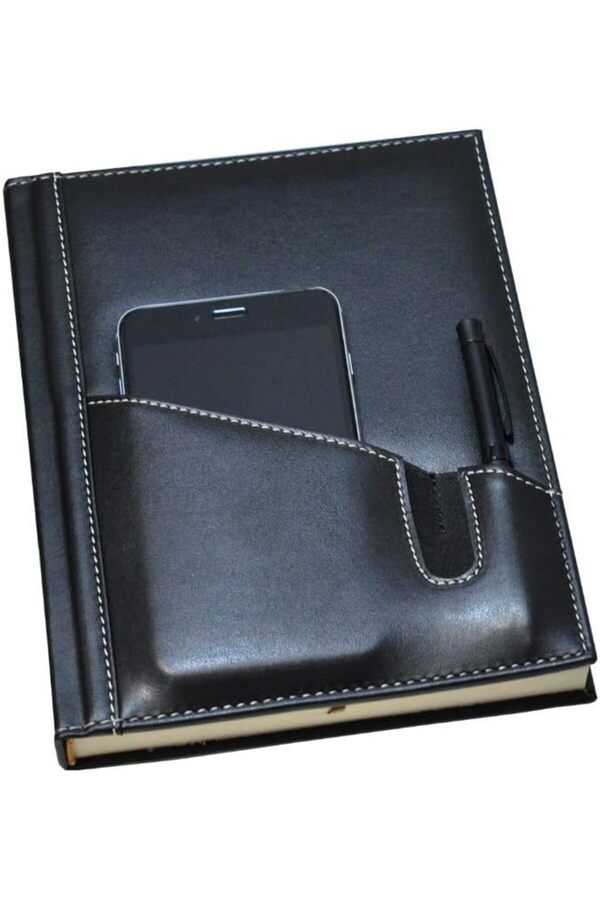 Lvnshop 5461 Ajanda/Defter Tari̇hsi̇z 17 X 24 Çi̇zgi̇li̇ 160 Yaprak Ivory Kağıt Telefon Kılıflı, Si̇yah 2