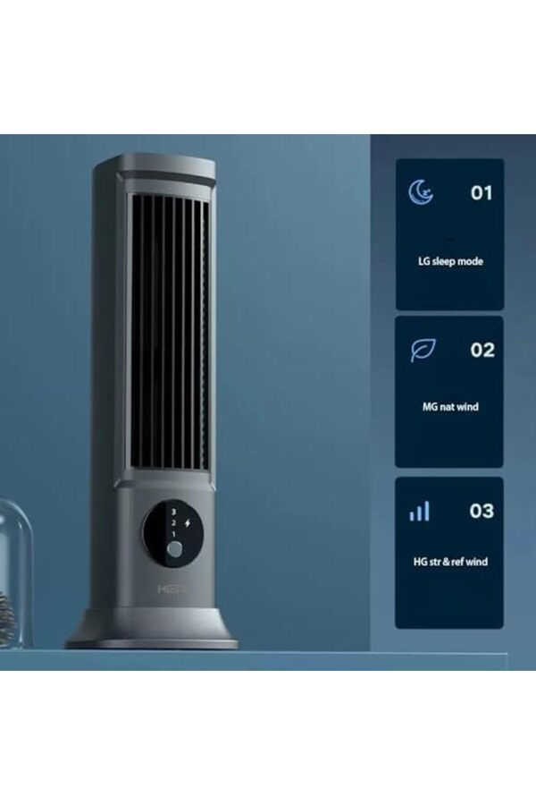 Snshop Usb Şarjlı Sessi̇z Kule Ti̇pi̇ Masaüstü Mi̇ni̇ Fan 3 Kademe Ofi̇s Ti̇pi̇ Soğutucu Kule Fanı 46