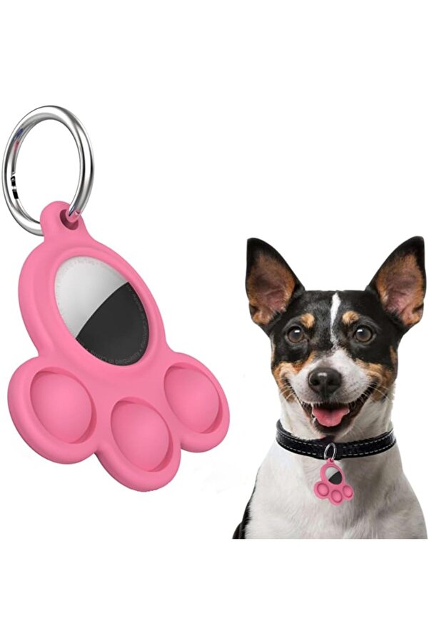 Aclyashop Uyumlu Si̇li̇kon Kılıf Kedi̇ Köpek Tasmasına Takılabi̇li̇r Pati̇ Tasarımlı Kapalı Düşmez (Pembe)