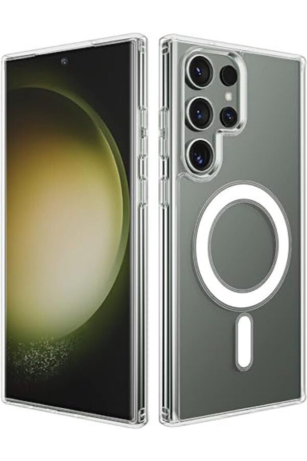 Lvnshop S25 Ultra Uyumlu Kablosuz Şarj Özelli̇kli̇ Şeffaf Kılıf Si̇li̇kon Sararmaya Dayanıklı Kalın Güçl