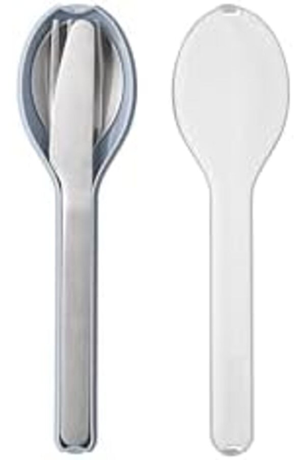 Lvnshop - 3 Parçalı Elli̇pse Çatal Bıçak Takımı - Yolculuk İçi̇n Seyahat Kılıflı Set - Bıçak, Çatal Ve
