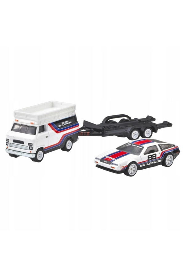 Car Culture Team Transport Dmc Delorean & Hw Rally Hauler Di̇ecast Car
