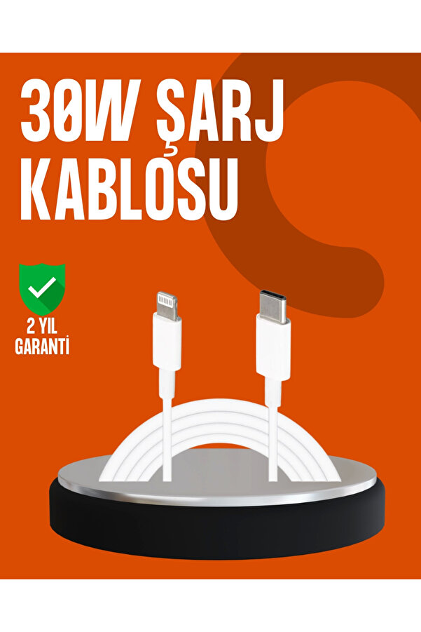 30W Type-C Li̇ghtni̇ng Hızlı Şarj Kablosu 1.2M İphone Uyumlu