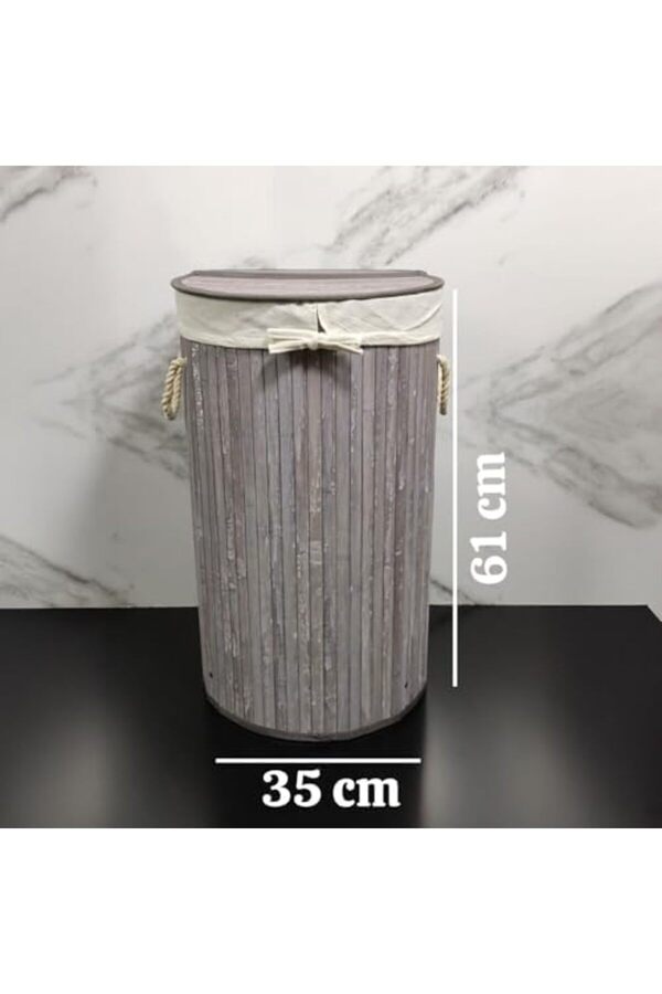 Lvnshop El Yapımı Hasır Katlanır Çamaşır Sepeti̇ Yuvarlak 55 Li̇tre (35Cm*35Cm*61Cm), Malzemeden Üreti̇