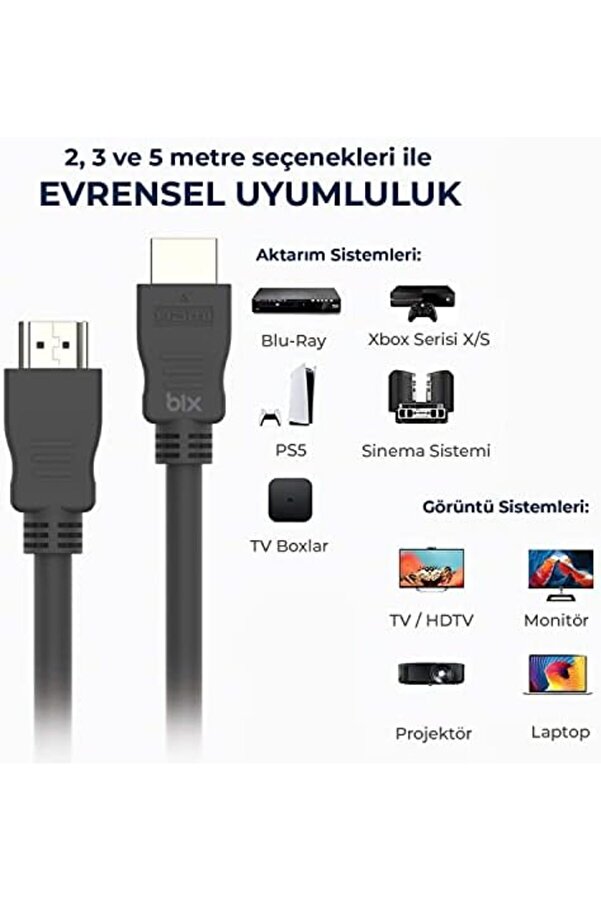 Brfshop Nhd02  Yüksek Hızlı Hdmı & Ethernet Kablosu, 18Gbps Veri̇ Aktarım Hızı, Hdmı 2.0