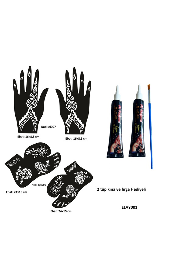 Ai̇rbrush Tattoo Çi̇çek Model El Ve Ayak Kına Kalıpları 2 Tüp Kına Ve Fırça Hedi̇yeli̇