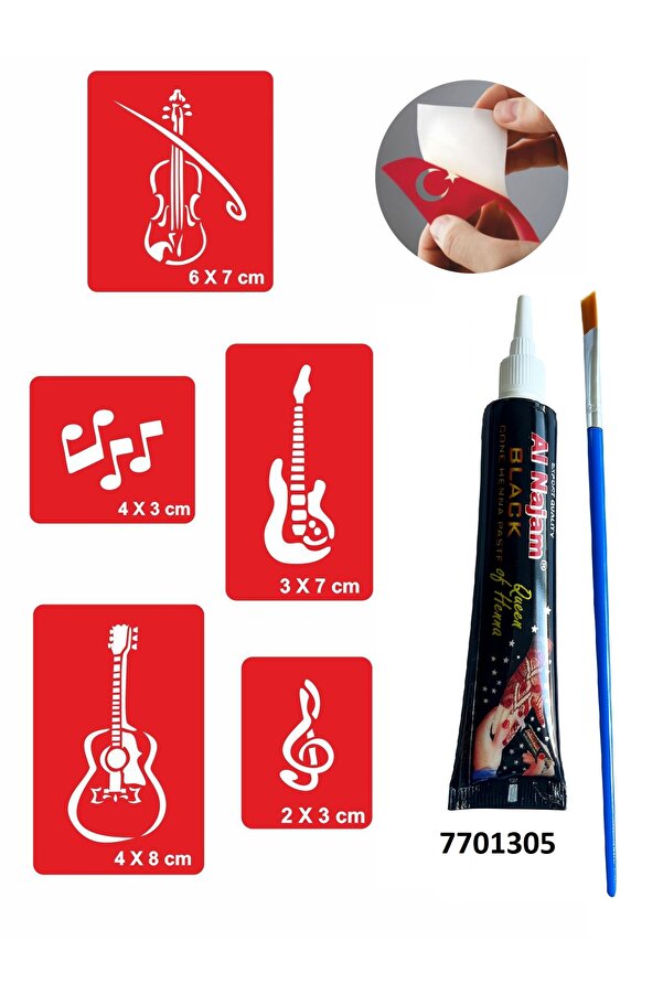Ai̇rbrush Tattoo Müzi̇k Gi̇tar Desenleri̇ Hi̇nt Kınası Ile Geçi̇ci̇ Dövme Yapma Seti̇