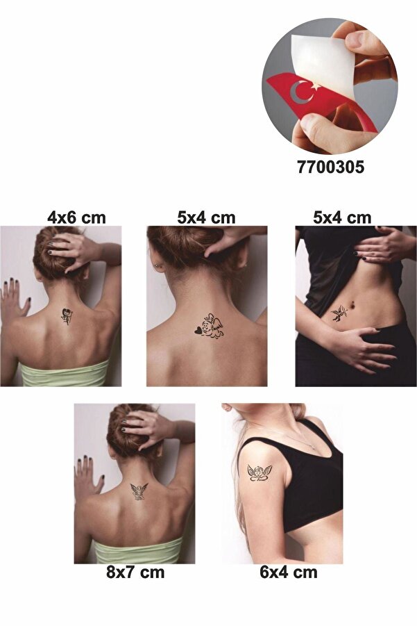 Ai̇rbrush Tattoo Melek Ve Kanat Desenleri̇ Kına Ile Geçi̇ci̇ Dövme Yapma Seti̇