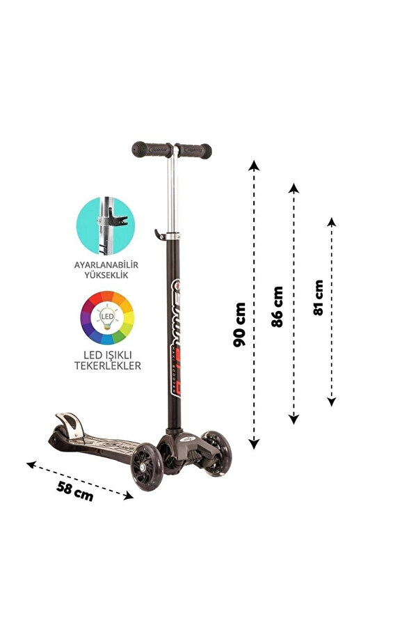 Maxi̇ Twi̇st Işıklı Scooter Si̇yah