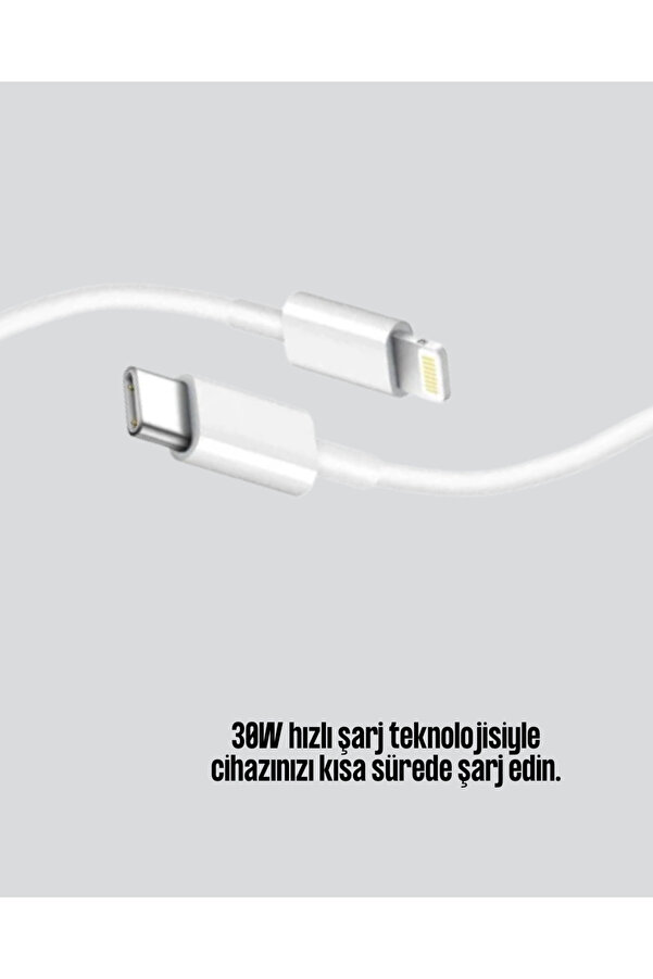 30W Type-C Li̇ghtni̇ng Hızlı Şarj Kablosu 1.2M İphone Uyumlu