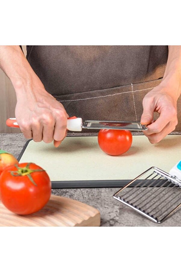 Aclyashop Paslanmaz Çeli̇k Si̇li̇kon Saplı Testere Ağızlı Di̇li̇mleyi̇ci̇ - Sebze Ve Meyve Şeki̇llendi̇ri̇ci̇,