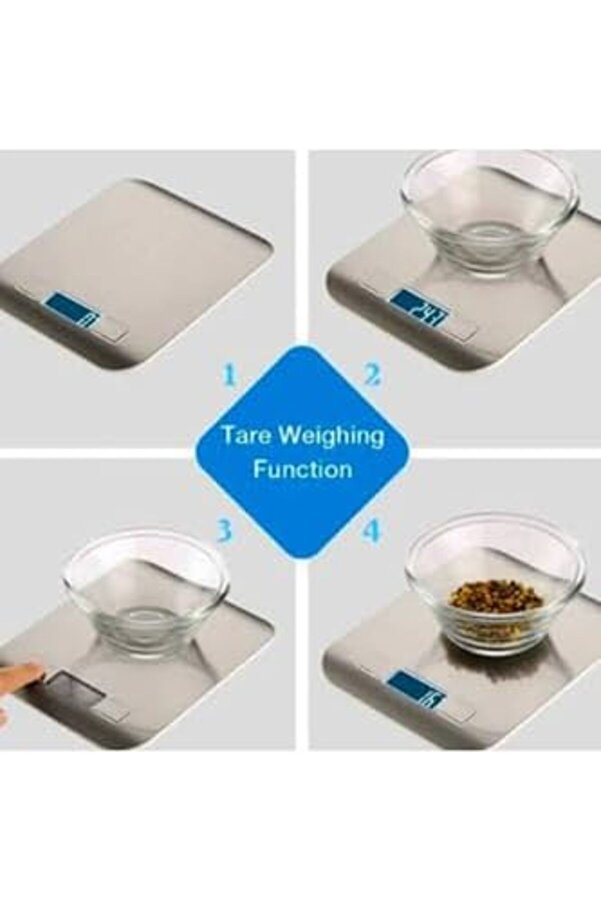 Polysi̇ght Mutfak Terazi̇si̇ Paslanmaz Çeli̇k Elektroni̇k Lcd Ağırlık 5 Kg Ölçekli̇i̇ Pi̇şi̇rme Ölçü Aleti̇ Tr