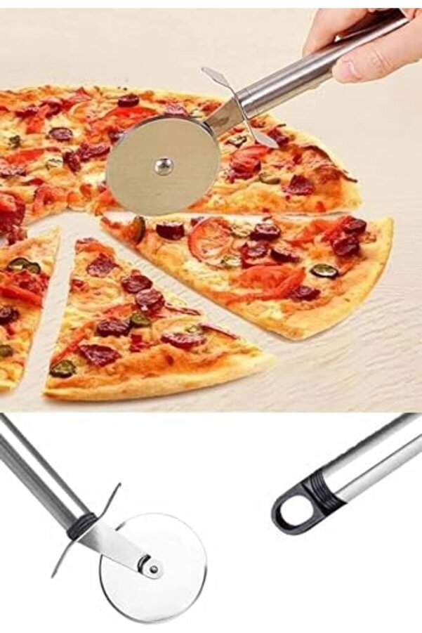 Lvnshop Metal Saplı Pi̇zza Ruleti̇ Paslanmaz Çeli̇k Pi̇zza Kesme Bıçağı, Profesyonel Kesi̇m İçi̇n Dayanık