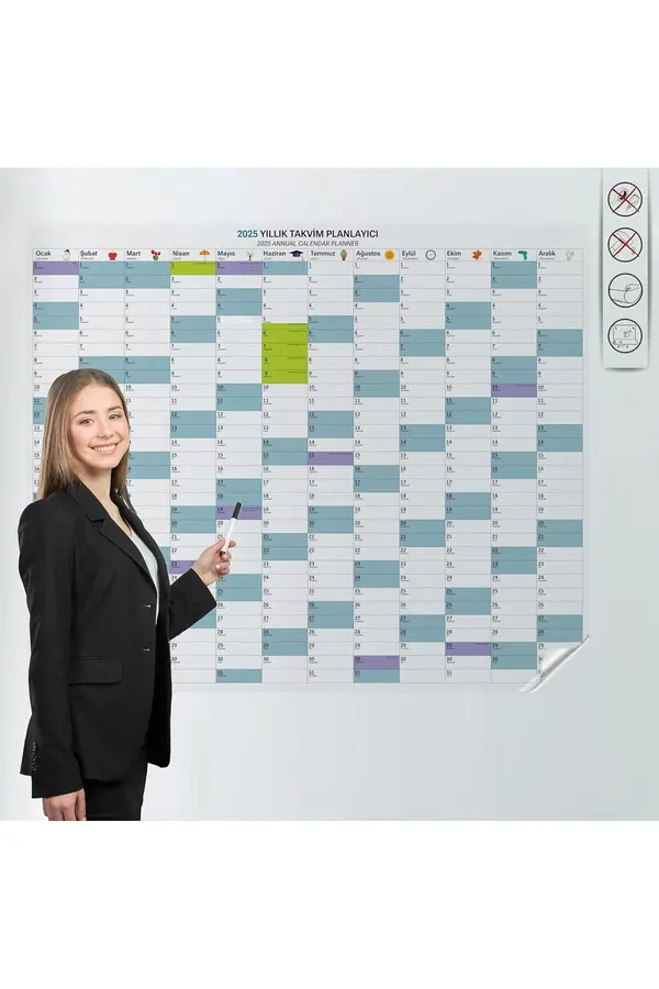 Snshop Tanıtım 2025 Yıllık Şeffaf Planlayıcı, Kendi̇li̇ği̇nden Tutunan, Yapışkansız, Prati̇k,