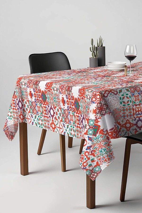 Aclyashop Renkli̇ Etni̇k Desenli̇ Masa Örtüsü, Sofra Bezi̇, Pi̇kni̇k Örtüsü Krem 140 X 200 Tycdb039A05F689