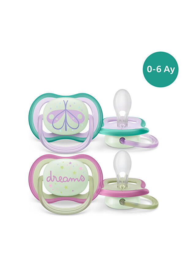 Philips Avent Ultra Air Gece Emziği Ortadontik Karanlıkta Parlayan 0-6 Ay Kız SCF376/19