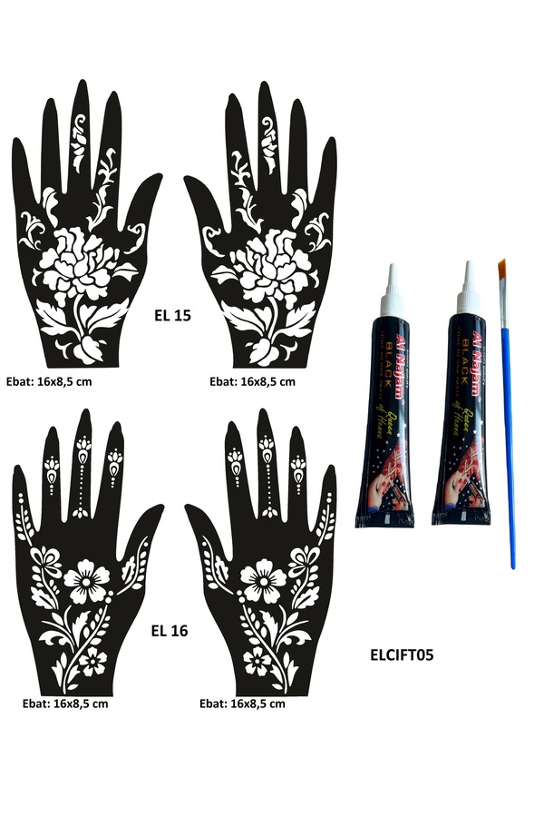 Ai̇rbrush Tattoo Menekşe Desenler El Üstü Hi̇nt Kınasıyla Geçi̇ci̇ Dövme Yapma Seti̇  Si̇yah Renk