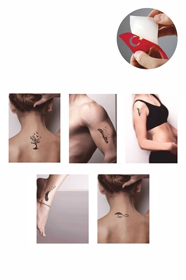 Ai̇rbrush Tattoo Tüy Ve Ağaç Desenleri̇ Hi̇nt Kınası Ile Geçi̇ci̇ Dövme Yapma Seti̇