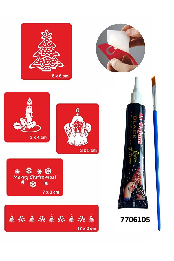 Ai̇rbrush Tattoo Yeni̇ Yıl Çam Ağacı Hi̇nt Kınası Ile Geçi̇ci̇ Dövme Yapma Seti̇