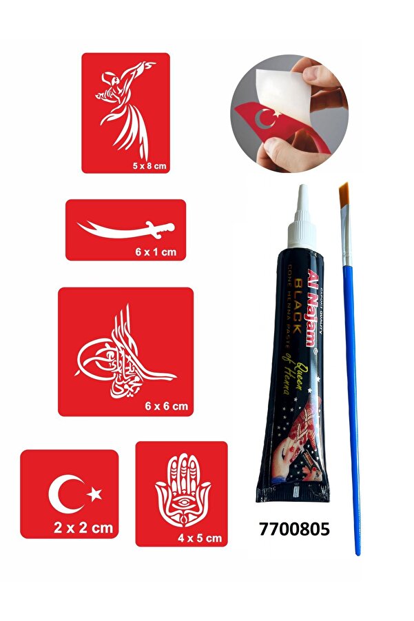 Ai̇rbrush Tattoo Tuğra Bayrak Hi̇nt Kınası Ile Geçi̇ci̇ Dövme Yapma Seti̇