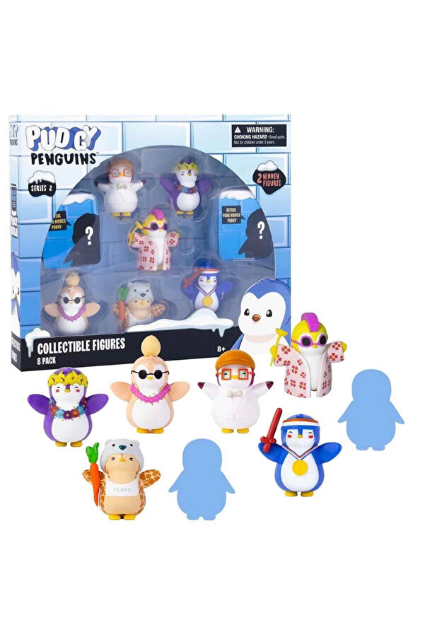 Pudgy Pengui̇ns 8 Li̇ Fi̇gür Seti̇ S2 Bayrak Tutan Penguenli̇ Set