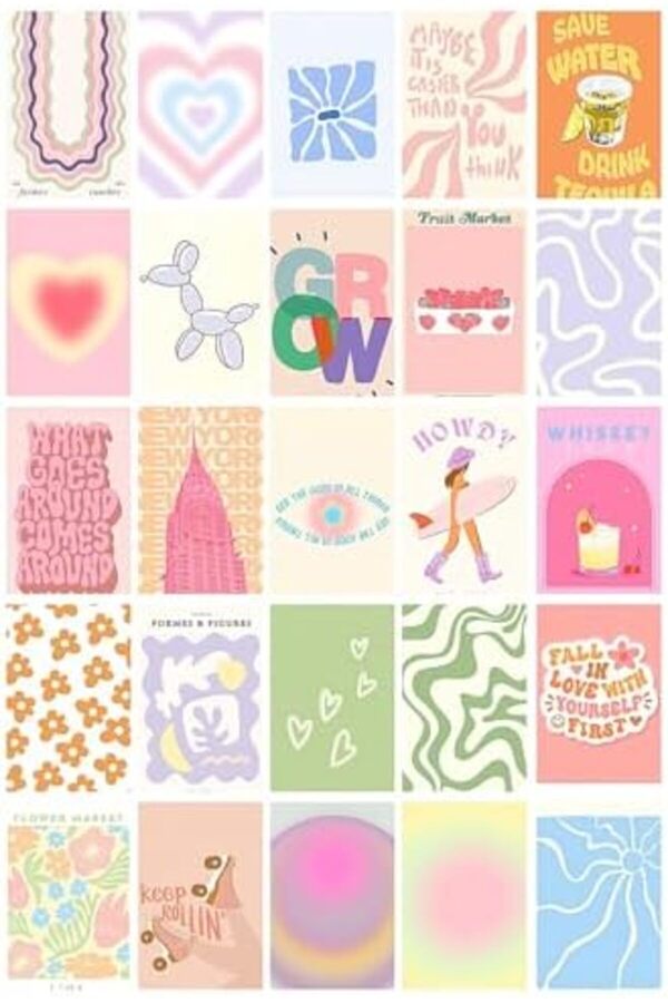 Oskyshopc Dani̇sh Pastel Temalı 90 Adet Duvar Poster Seti̇, Özel Tasarım Kutulu, Oda Dekoru (Ggk-K014)