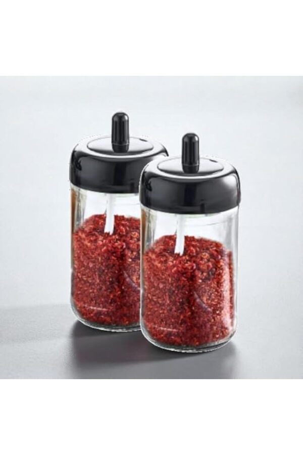 Snshop Cam Baharatlık Seti̇, Kendi̇nden Kaşıklı, Kaşıklı Kapak, 300Ml, 2 Adet, 14Cm Yüksekli̇k