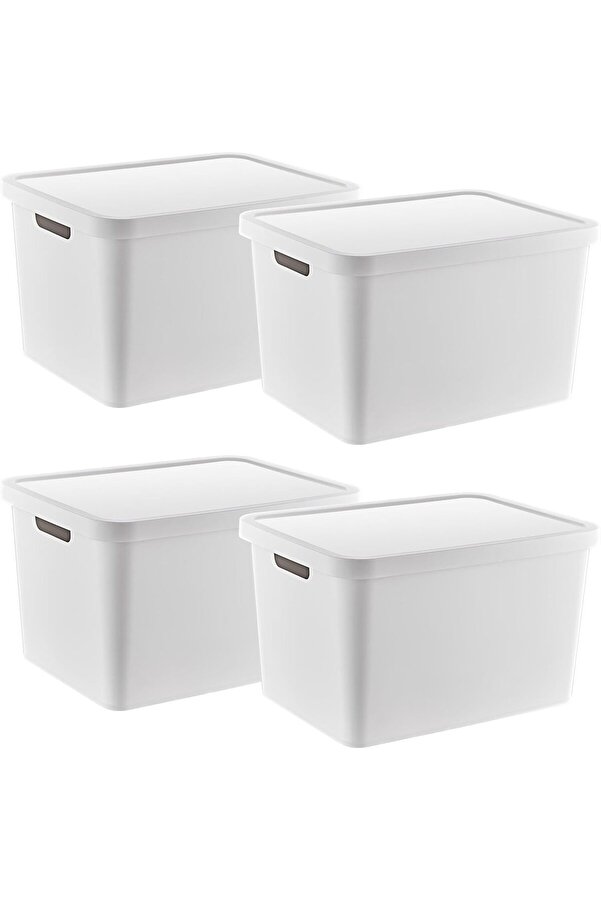 Polysi̇ght 4 Lü Set Stafi̇ Çok Amaçlı Kapaklı Kutu Beyaz 18 Lt - Beyaz, Çok Amaçlı Kapaklı Kutu, Ev-Of
