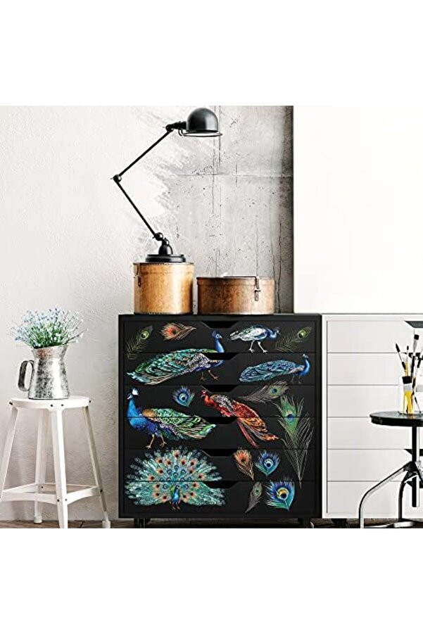 Polysi̇ght Peacock Transfers®-Peacock Boyut 61 Cm X 83 Cm - 3 Yaprak - Toplam Tasarım Boyutu 61 Cm X
