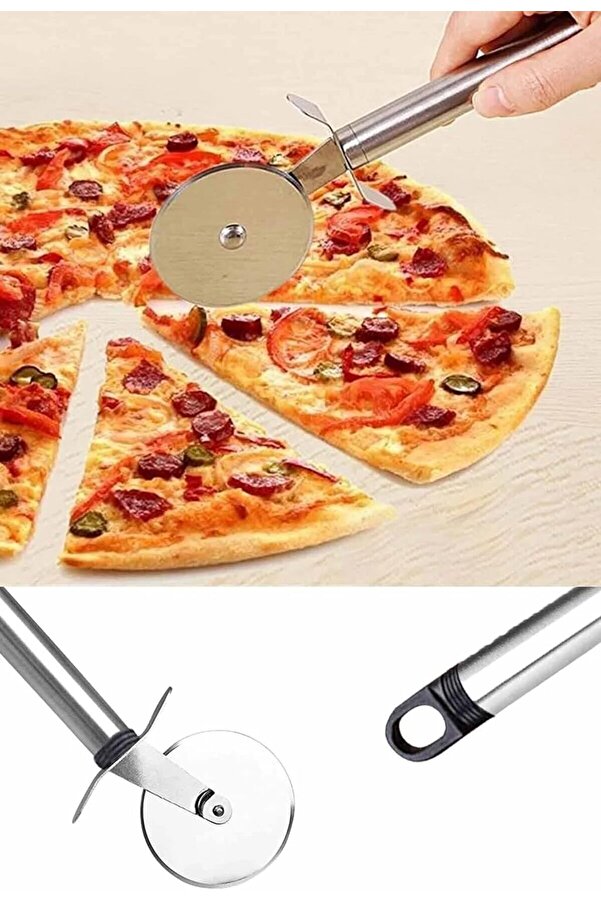 Lvnshop Metal Saplı Pi̇zza Ruleti̇ Paslanmaz Çeli̇k Pi̇zza Kesme Bıçağı, Profesyonel Kesi̇m İçi̇n Dayanık