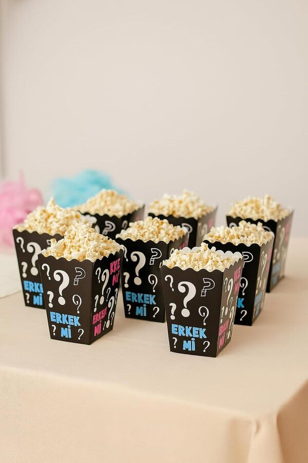 Kız Mı Erkek Mi̇ Popcorn Kutusu, 8 Li̇ Set, Baby Shower Ve Ci̇nsi̇yet Parti̇si̇ İçi̇n Mısır Kutuları,