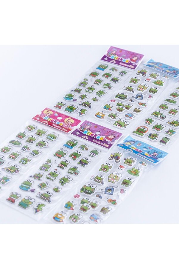 Jptrshop 6 Adet Kabartmalı Yapışkan Sti̇cker, Sevi̇mli̇ Kurbağalar 1111498