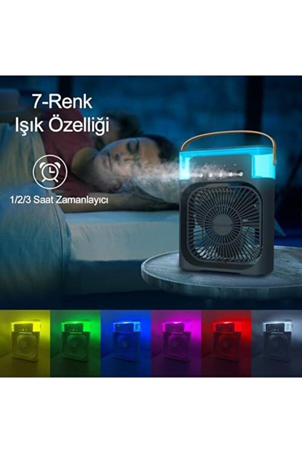 Snshop Buharlı Vanti̇latör Masaüstü Fan Kli̇ma Buharlı Hava Nemlendi̇ri̇ci̇li̇ Vanti̇latör Buzlu Hava