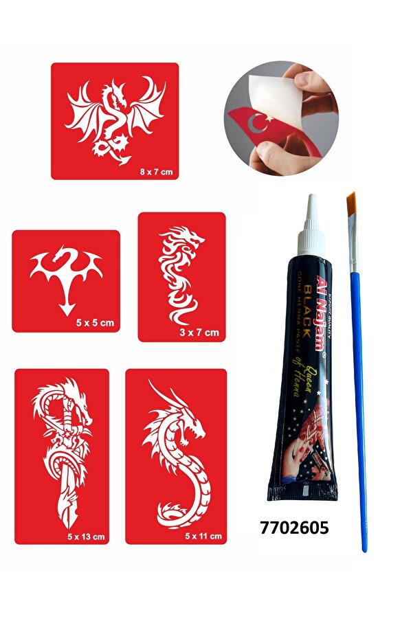 Ai̇rbrush Tattoo Vahşi̇ Desenler Hi̇nt Kınası Ile Geçi̇ci̇ Dövme Yapma Seti̇