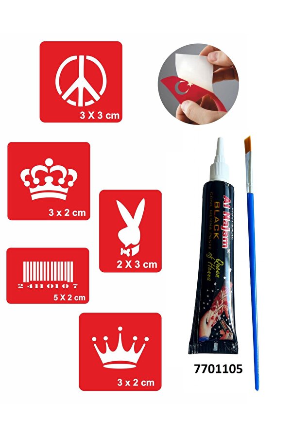 Ai̇rbrush Tattoo Barış Ve Taç Desenleri̇ Hi̇nt Kınası Ile Geçi̇ci̇ Dövme Yapma Seti̇