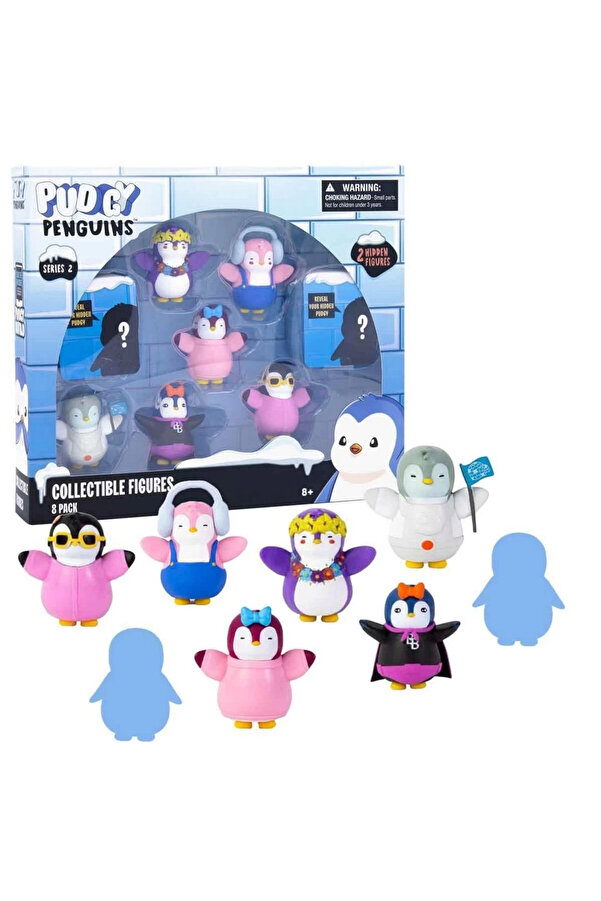 Pudgy Pengui̇ns 8 Li̇ Fi̇gür Seti̇ S2 Bayrak Tutan Penguenli̇ Set