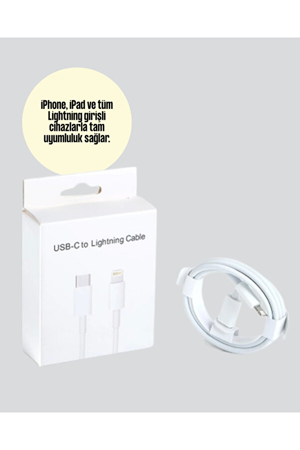 30W Type-C Li̇ghtni̇ng Hızlı Şarj Kablosu 1.2M İphone Uyumlu