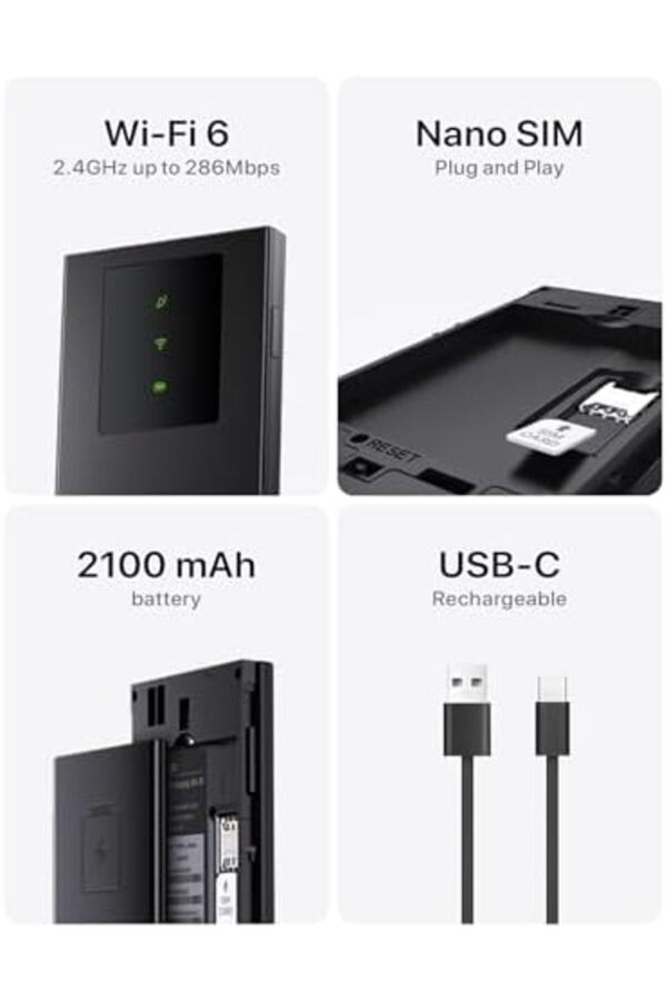 Snshop Mf3 Wi̇fi̇ Sabun, Sım 4G Lte Cat4, Kablosuz Wi̇fi̇ 6 Ax300 Taşınabi̇li̇r, Şarj Edi̇lebi̇li̇r Pi̇l, U