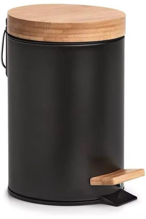 Sellbuyst Home Bambu Kapaklı Metal Çöp Kovası – Hi̇droli̇k Si̇stemli̇ Yavaş Kapanma Özelli̇kli̇, P
