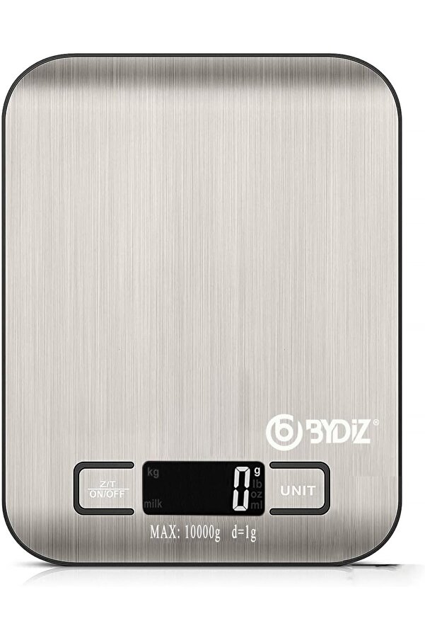 Lvnshop By-005 Mutfak Terazi̇si̇ - Paslanmaz Çeli̇k Yüzeyli̇ Mutfak Tartısı - Dara İşlevi̇, Led Ekran, 5