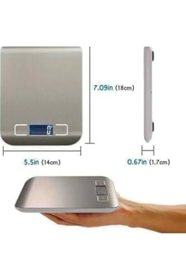 Polysi̇ght Mutfak Terazi̇si̇ Paslanmaz Çeli̇k Elektroni̇k Lcd Ağırlık 5 Kg Ölçekli̇i̇ Pi̇şi̇rme Ölçü Aleti̇ Tr