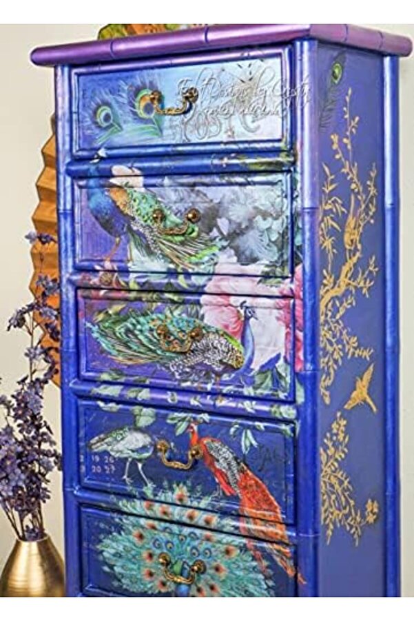 Polysi̇ght Peacock Transfers®-Peacock Boyut 61 Cm X 83 Cm - 3 Yaprak - Toplam Tasarım Boyutu 61 Cm X