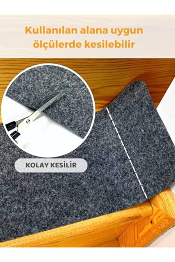 Snshop Kaymaz Taban Yıkanabi̇li̇r Keçe Merdi̇ven Halısı 76X20 Antrasi̇t Çocuk Yaşlı Evci̇l Hayvan