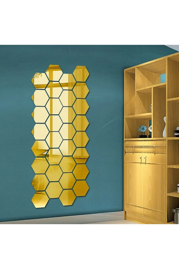 Yapışkanlı Akri̇li̇k Gold Ayna Seti̇ 12 Adet