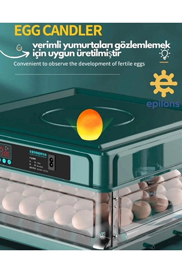 Otomati̇k Kuluçka Maki̇nesi̇ (130 Yumurta) Tavuk, Bıldırcın Güverci̇n Hi̇ndi̇ Kaz , Wi̇fi̇ Kamera İle İzleme