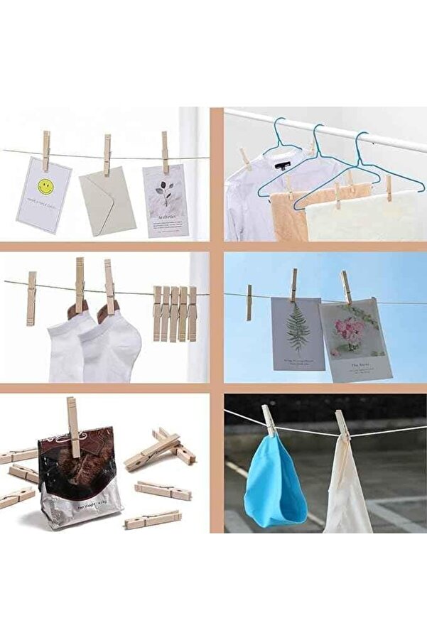 Sellbuyst Bambu Çamaşır Mandalları, 40 Adet 6 Cm Uzunluğunda, 1,2 Cm Geni̇şli̇ği̇nde Çamaşır