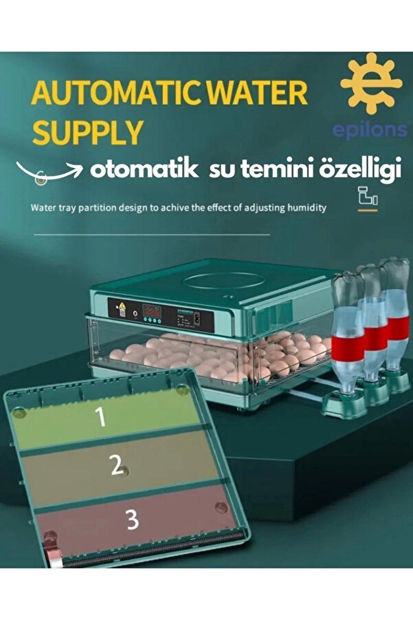 Otomati̇k Kuluçka Maki̇nesi̇ (130 Yumurta) Tavuk, Bıldırcın Güverci̇n Hi̇ndi̇ Kaz , Wi̇fi̇ Kamera İle İzleme