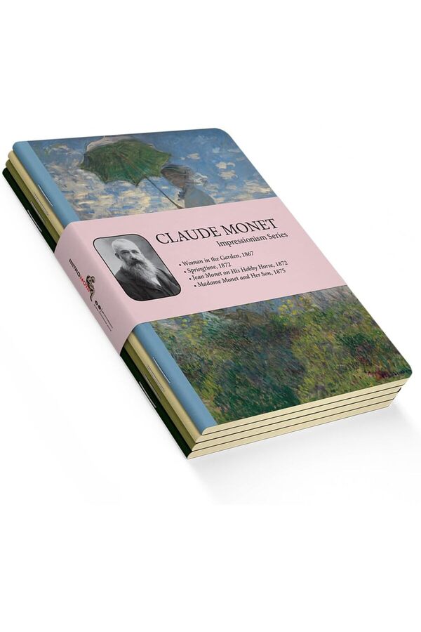 Impressi̇oni̇sm Seri̇es - A6, Claude Monet 4 Lü Defter Seti̇ I, Çi̇zgi̇si̇z, Toplam 192 Sayfa, Her Bi̇r