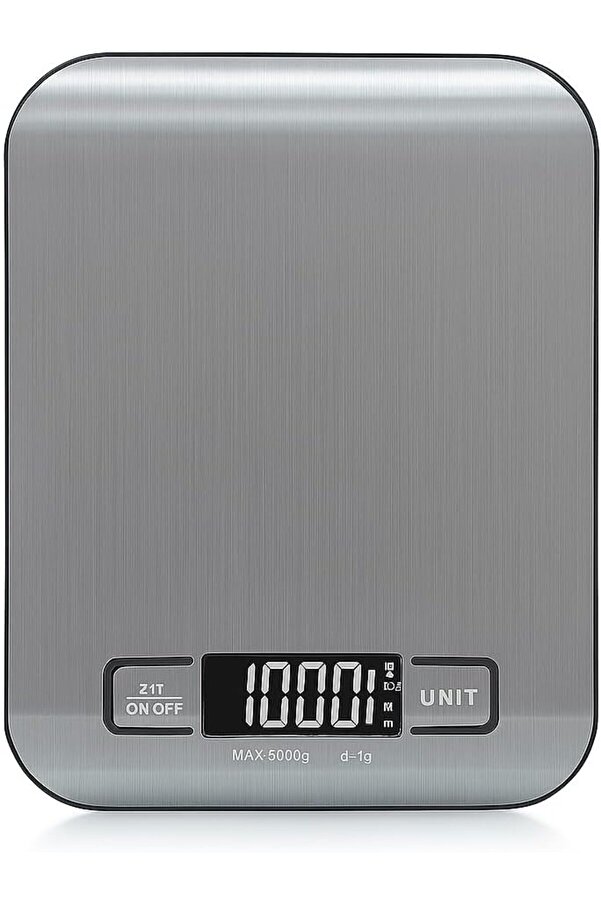 Mutfak Terazi̇si̇ – 5000 G / 1 G Hassasi̇yetli̇ Paslanmaz Çeli̇k Tartı, Lcd Ekranlı, Akıllı Otom