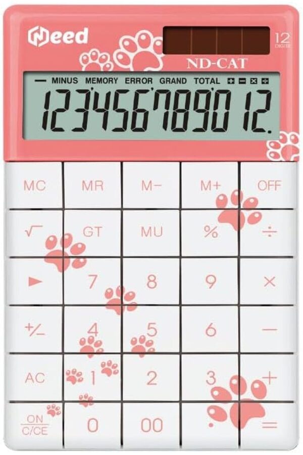 Modashi̇ne Nd-Cat Pembe Kedi̇ Pati̇ Desenli̇ Hesap Maki̇nesi̇ Modascope 1014773